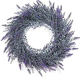 COLORSPEC Lavender Wreath for Front Door,49 cm/18 inch Artificial Spring Summer Valentine All Season UV Protection Outdoor Farmhouse Wreath For Wedding Party Home Wall Fireplace