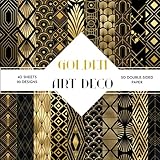 Golden Art Deco Scrapbook Paper: | 8,5 x 8,5 size | 40 patterned double sided sheets (20 designs) | Golden & Black Art Deco Themed Collection | Ornate Art Deco Craft Paper |