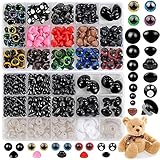 DTYDECLE 700pcs Safety Eyes Toy, Plastic Colorful Glitter Craft Doll Noses with Washers for Crochet Stuffed Amigurumi Animals Teddy Bear Soft Toy Making DIY Crafts