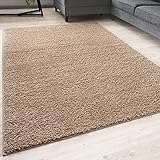 THE RUGS Living Room Rug - Shaggy Soft And Elegant Carpets For The Bedrooms And Kitchen, Easy To Clean, Many Different Sizes (160x230 cm, Beige)