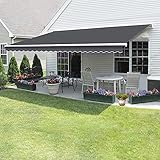 Storeinuk New Retractable Manual Awning Canopy Outdoor Patio Garden Sun Shade Shelter,(Grey,3.5x2.5m)