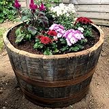 Scottish Oak Whisky Half Barrel Planter Wooden Whiskey/Container Garden Pot Tub