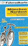 München-Nordost 1 : 40 000. Fahrradkarte: Freising, Erding, Petershausen, Markt Schwaben. Mit Ortsverzeichnis. Radwege, Fußwege