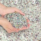 T4U Crystal Chips Stone Crushed Quartz Glass 900g (2 lb), Fluorite Tumbled Gravel Small Decorative Pebbles, Mini Polished Rocks Pieces for Crafts, Vases Filler, Succulent Plants, Aquarium Gravel Rocks