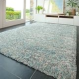 Modern Durable Duck Egg Silver Thick Shaggy Shag Carpet Rug Blue Light Grey Cream Super Soft Mottled Luxury Fluffy Lounge Living Dining Room Bedroom Area Rugs 120cm x 170cm