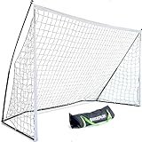 QUICKPLAY KICKSTER 12x6ft Football Goal – Quick Setup Portable Football Net for Youth Training, official size goal for 5v5 & 7v7 Mini-Soccer - Quick Setup Goal - Includes Carry Bag