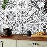 KAIRNE 15cm(6") 30 pcs Moroccan Tile Decal for Bathroom Decor,Stairs Tile Sticker,Light Grey Cement Tiles Decal Splashback for Kitchen Decor Peel and Stick Backsplash Tile Paint,Moroccan Stickers