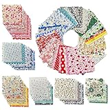 50 Cotton Fabric Squares for Sewing, Quilting, and DIY Crafts, 10 x 10 cm Precut Patchwork Fabric Bundles with Floral Patterns, Cotton Material for Easy Sewing and Textile Painting