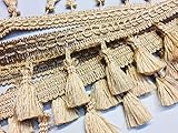 Fringe Tassel Trim, Bobble Ribbon, Tape with Tassels for curtains fabric craft - 16 colours, any length (sold by the metre) (GOLD BEIGE)