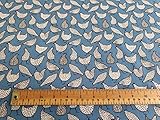 Oddies Cotton Poplin 'Chickens' Print Design - Blue Background 112 cm 100% Cotton Fabric -130gsm - Per Metre (Copen Blue)