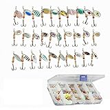 30pcs Fishing Lures Spinner Hard Bait Artificial Bait Tackle Fishing Wobblers Casting Spoon Trout Bass Salmon Pike Walleye Perch