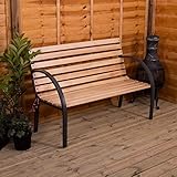Garden Vida Slatted Garden Bench Wooden Seater Outdoor Furniture Seating Wood Slats Steel Legs Park Patio Seat