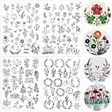 2 Sheets Embroidery Transfers, Flowers and Leaves Water Soluble Hand Sewing Stabilizers, Stick and Stitch Embroidery Patterns for Eembroidery Transfers, for Embroidery Beginners Lovers,122 Patterns