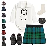 Traditional Baby Kilt Outfit with baby kilt for 12-24 Months, Ghillie Shirt, Sporran, Brogues & kilt hose - MacKay Ancient Tartan Scottish Baby Kilt Gift Set for Infants & Toddlers