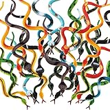 24 Pieces Realistic Rubber Snake Fake Snake Scare Toys Plastic Rain Forest Snake Assorted Halloween Prank Props for Halloween Party Favors Decoration Deter Squirrels Bunnies Birds