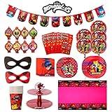 Miraculous Ladybug Party in a Box Birthday Decoration 126pc Kids Party Kit / Supply Kit