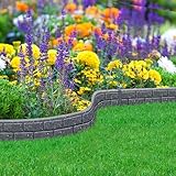 Nicoman Ultra Curve EZ Brick Effect Border Eco-Friendly Garden Edging,Recycled Rubber Tyre for Garden, Path & Patio 9cm High 120cm (4ft) Long, Grey, Pack of 4