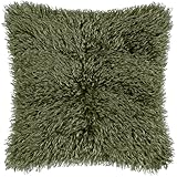 furn. Rowan Cushion Cover – Soft Faux Fur Mongolian Style Decorative Cushion with Velvet Reverse (Khaki - 50x50cm)