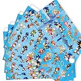 6 Sheets Game So-nic Wrapping Paper (70cm X 50cm), Gift Wrap for Kids Birthday Party Supplies