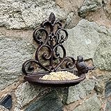Unibos | Cast Iron Bird Bath & Bird Feeder, Bird Feeding Station Bird Table Seed Feeder Wall Mounted Bracket | Garden Ornament | Vintage Style