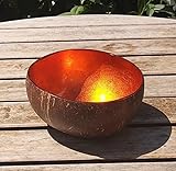 Love Coco - Large Vintage Orange Coconut Bowl, Natural Coconut Fruit Bowl for Smoothies, Cereal, Salad & Decorative Purposes, with Food-Safe Lacquer Inside