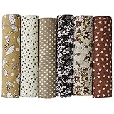 UOOOM 6pcs 50 x 50cm Patchwork Cotton Fabric DIY Handmade Sewing Quilting Fabric Different Designs (Tone-Brown)