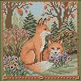 Mill Hill Fall Foxes Beaded Counted Cross Stitch Kit 2025 Buttons & Beads Autumn MH142524, Multicolor, 5.25 x 5.25 Inches