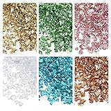 sourcing map 6 Colors Crushed Glass Chips, 1-4mm Irregular Glitter Metallic Glass for Craft DIY Vase Filler Epoxy Resin Decoration 28g Gold Tone Green Color Series