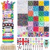DoDoBeads Kandi Beads Kit, Pony Beads for Bracelet Making, Pony Bead Kit with Letter, Peace Charms, Skull Charms, Hearts, Bead for Jewellery Making, Jewellery Craft Kit for Adults