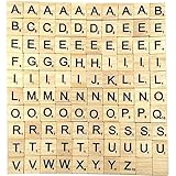 NUDFSY 100 Pieces Wood Letter Tiles, Scrabble Letters for Crafts, DIY Wood Gift Decoration Making Alphabet Coasters and Scrabble Crossword Game