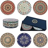 Totally Turkish – Patterned Drink Coasters Set of 6 – Giftable Design Drinks Mat Set – Non-Scratch Top & Non-Slip Cork Base (Anatolia)