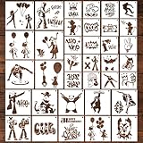 Keluna Street Spray Painting Stencils - 36 Pcs Graffiti Street Art Stencils for Painting on Wall Rock Canvas Bags T-Shirt Rug Mat