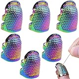 DonLeeving 6 Pcs Sewing Thimble Metal Dazzle Gold Sewing Thimble Finger Protector, Accessories DIY Sewing Tool (Two Size, Dazzle)