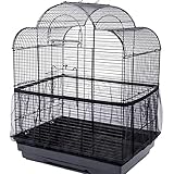 AOVNA Bird Cage Net Cover Seed Catcher Skirt Stretchy Dustproof Ventilate Cover (Black)