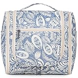 Narwey Travel Hanging Toiletry Wash Bag, Large Travel Toiletry Bags Toiletries Bag for Women, Washbag Makeup Cosmetic Organiser for Holiday Essentials Accessories (Blue Leaf (Large))