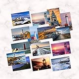 SEVSO 15 Seaside Lighthouse Scenery Postcards, Lighthouse Greeting Cards for Birthday, Lighthouse Decorative Postcards for Home