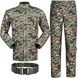 HANSTRONG GEAR Military Tactical Mens Hunting Combat BDU Uniform Suit Shirt & Pants with Belt (AOR2, M)