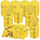 300 Pcs Plastic Gold Coins Fake Gold Coins Pirate Treasure Coins Gold Play Coins Game Party Favors Teachers Classroom Reward