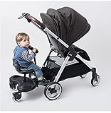 Buggy Board with seat, Standing Board, Toddlers Stroller Board Kiddy Board Stable Two Wheel Design with Seat, Standing Board fits Any Pushchair (2in1 Black)