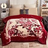 UGFJMN 8.8 lbs Heavy Korean Mink Blanket 78"×90", Silky Soft and Warm, 2 Ply Reversible Raschel Bed Blanket,(200x230cm 4kg).