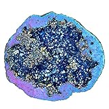 mookaitedecor Irregular Rainbow Aura Druzy Geode Titanium Coated Rock Quartz Crystal Geode, Natural Mineral Specimen Rainbow Ornament Colourful Crystal Stone Gifts for Friends Women Office Home Decor