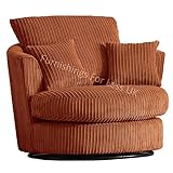 New Luxor Orange Fabric Swivel Chair Jumbo Cord Fabric Single Seater 360 Rotation (Orange, Swivel Chair)