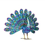 Constprog Peacock Statue Garden Decor Metal Peacock Yard Art Lawn Decor Outdoor (Blue, 30cm)