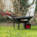 HOMEMASTER® Heavy Duty Garden Wheelbarrow | 90L 120KG | Pneumatic Tyre | Powder Coated Steel | Strong Large Transport Trolley Handcart Wheel Barrow | Black & Red