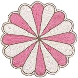 Decorative Beaded Table Mat - 13-Inch Placemat for Dining & Coffee Tables - Handcrafted Beaded Charger Plate - Elegant Place Mat for Dinner Parties & Home Décor (Pink White) - ALPHA Living HOME