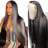 24" Straight Human Hair Wig for Black Women,13x4 HD Lace Front Wig Human Hair,180 Density Glueless Lace Wig Human Hair Pre Plucked with Baby Hair,Brazilian Virgin Hair Natural Color Lace Frontal Wigs