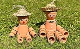 ReliaBrand Handcrafted Terracotta Pot Men Little & Large Set of 2 Bill and Ben Style Garden Ornament for Indoor and Outdoor Use - Weather Resistant Charming Decor