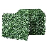 6 PCS Artificial Leaves Hedge Panels Hedge Wall Panels Artificial Grass Backdrop Wall 40 X 60cm 4cm Green Grass Wall for Decor Privacy Fence Indoor Outdoor Garden (Drak Green, 6 Pcs)