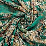 MAYJOYDIY 1m Dark Green Jacquard Fabric 74.5cm Wide Flower Floral Brocade Fabric Shiny Vintage Style Jacquard Fabric for Sewing DIY Decorations Craft Dresses Making