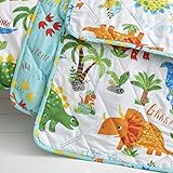 Happy Linen Company Girls Boys Kids Cute Dinky Dinosaurs Reversible Quilted Throwover